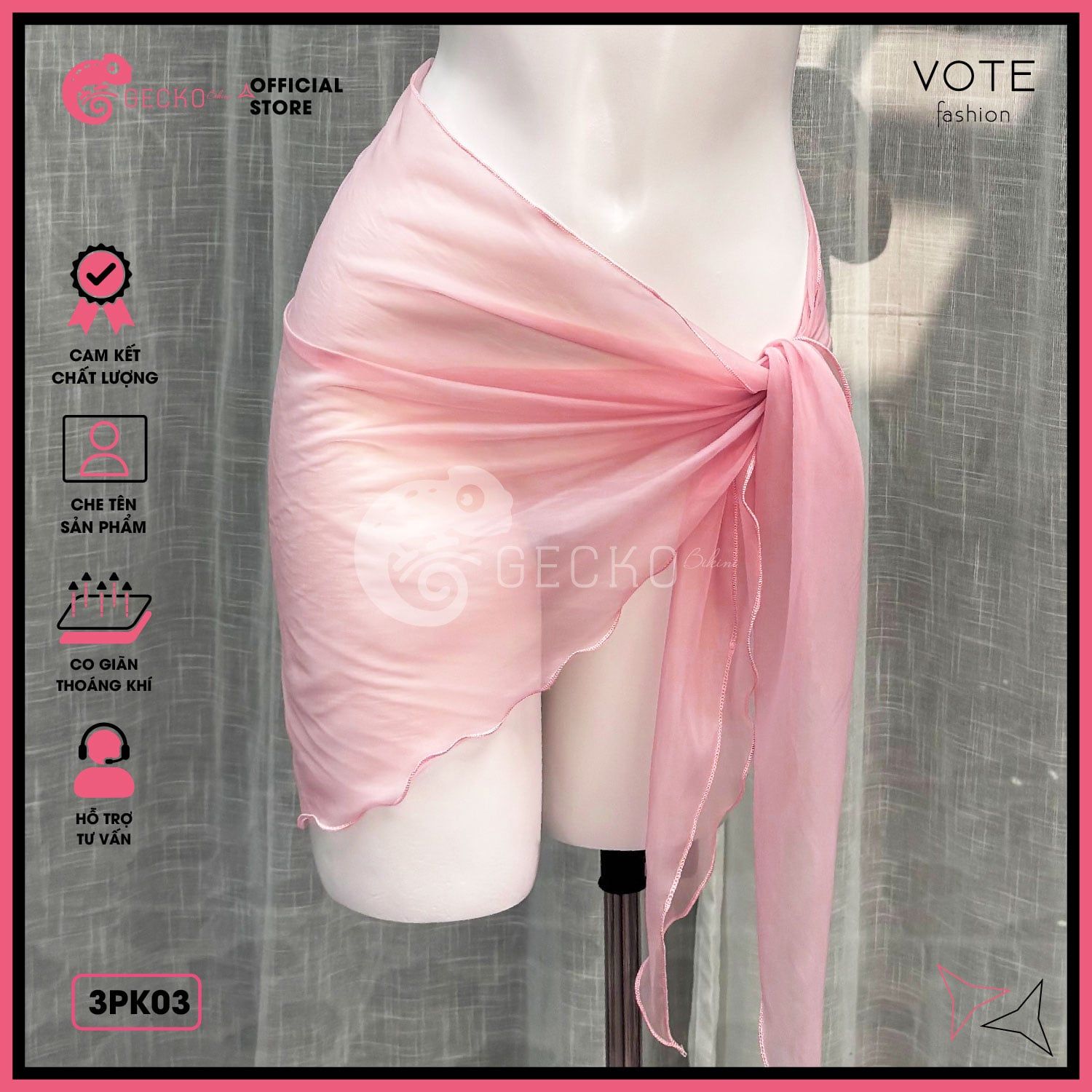  Khăn Voan Lưới Mặc Ngoài Bikini GECKO 3PK03 