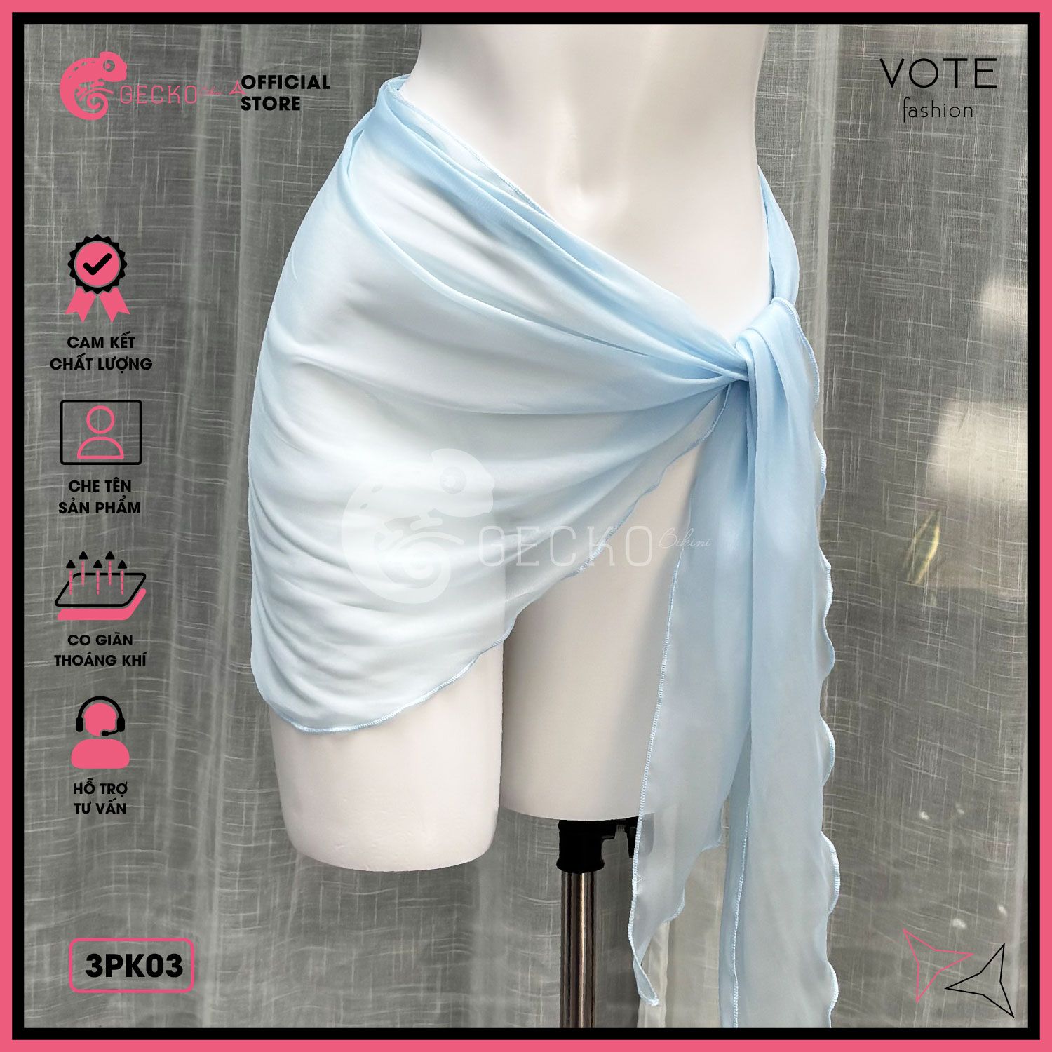  Khăn Voan Lưới Mặc Ngoài Bikini GECKO 3PK03 