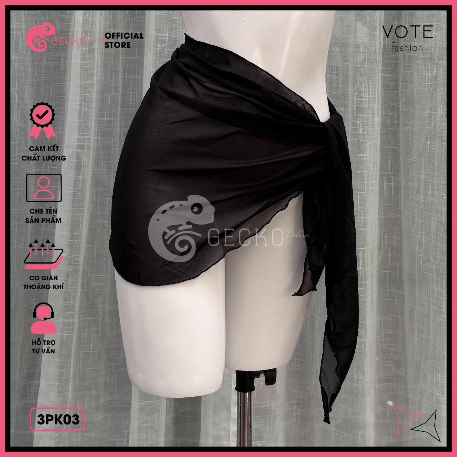  Khăn Voan Lưới Mặc Ngoài Bikini GECKO 3PK03 