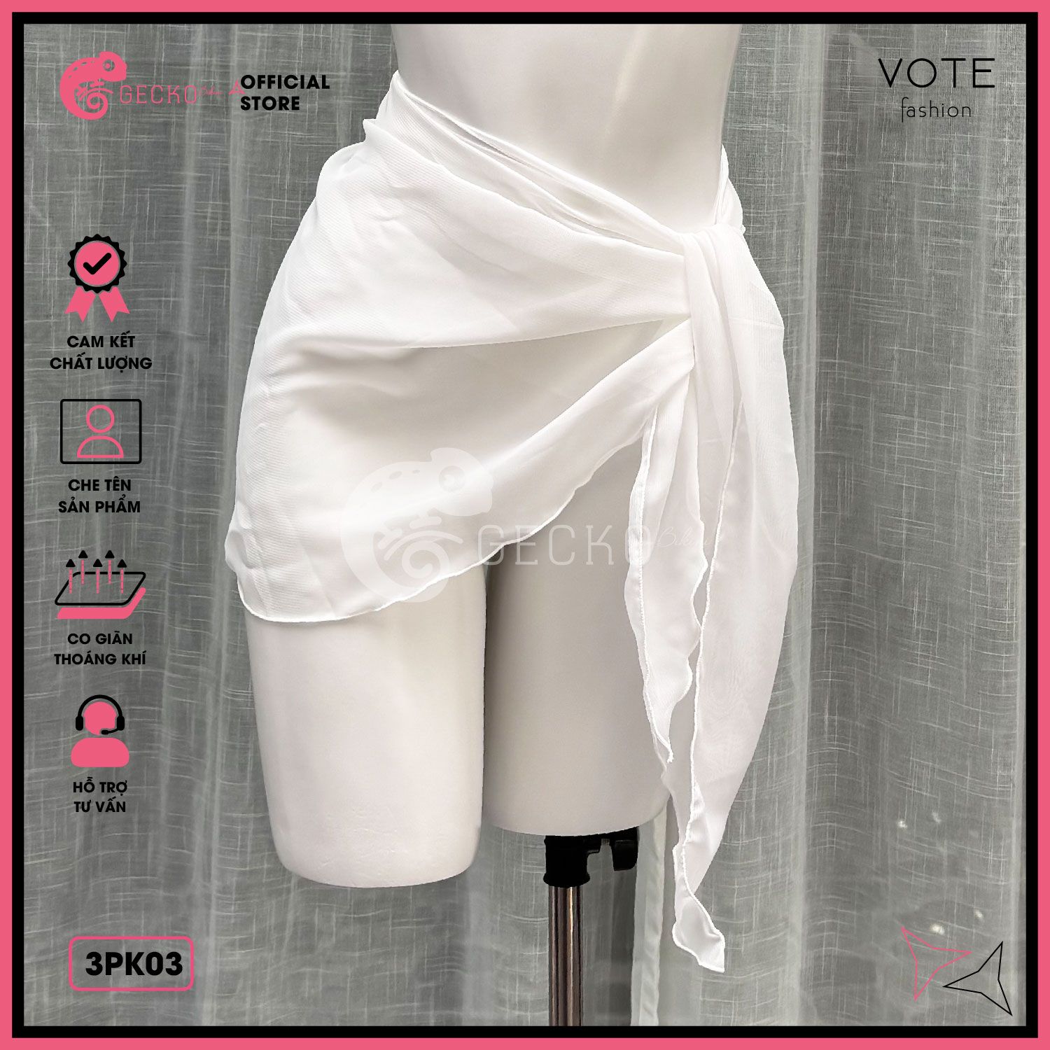  Khăn Voan Lưới Mặc Ngoài Bikini GECKO 3PK03 