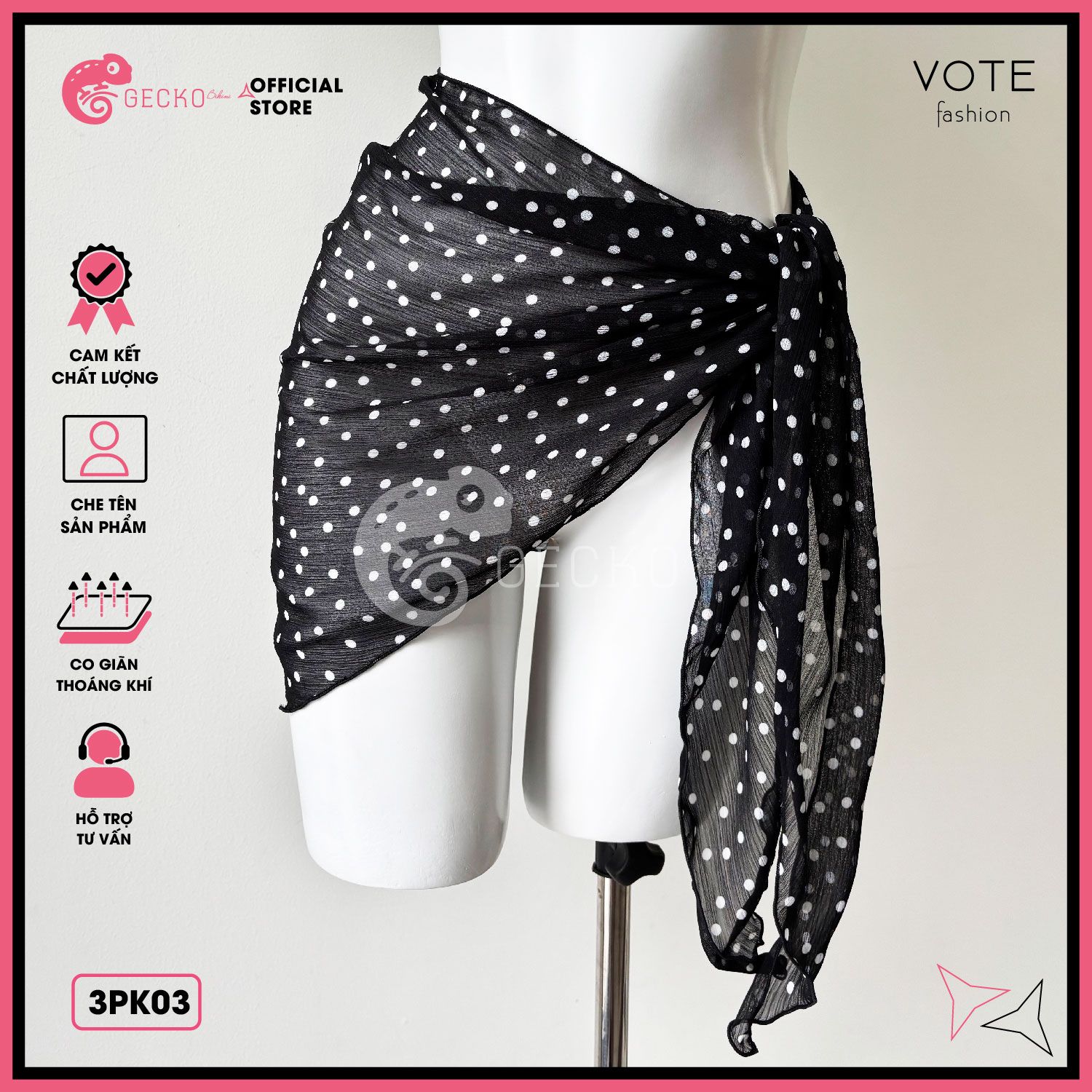  Khăn Voan Lưới Mặc Ngoài Bikini GECKO 3PK03 