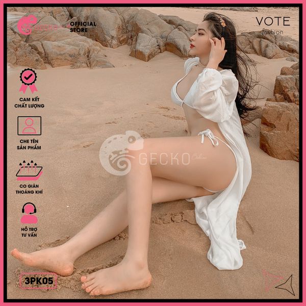  Áo Choàng Váy Voan Mặc Kèm Bikini Đi Biển GECKO 3PK05 