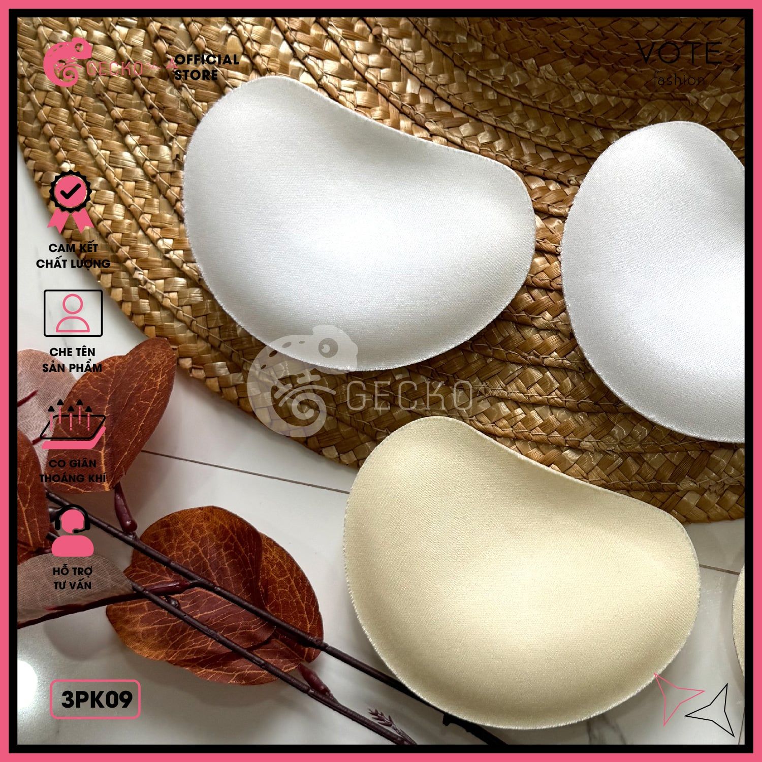  Bộ 2 Mút Đệm Hột Xoài Kèm Bikini Nâng Vòng 1 GECKO 3PK09 