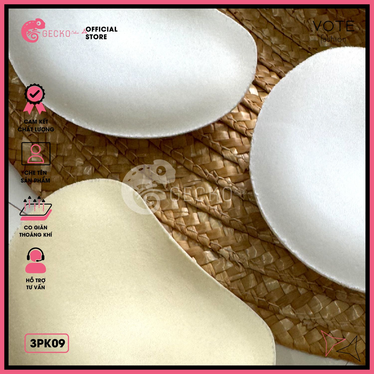  Bộ 2 Mút Đệm Hột Xoài Kèm Bikini Nâng Vòng 1 GECKO 3PK09 