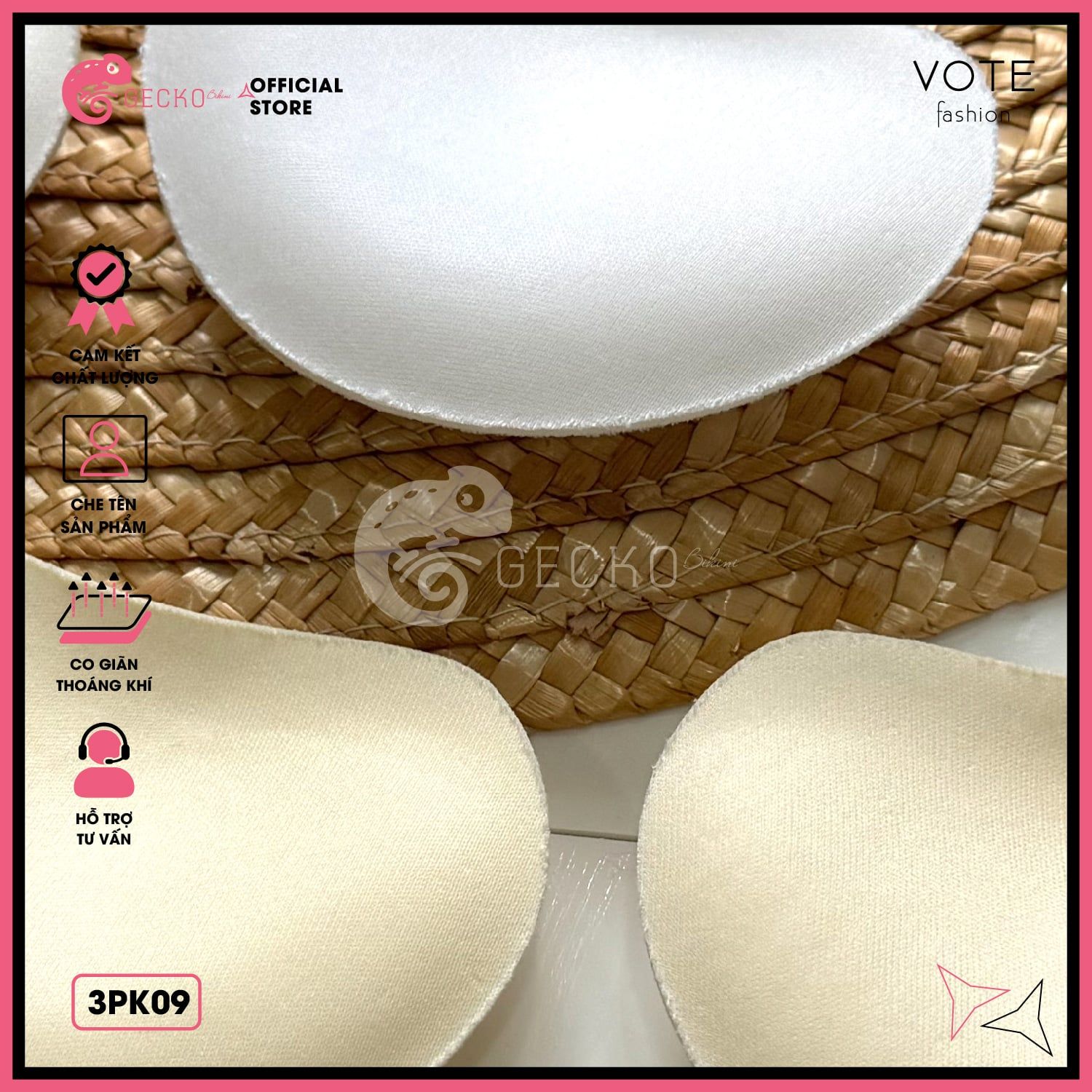  Bộ 2 Mút Đệm Hột Xoài Kèm Bikini Nâng Vòng 1 GECKO 3PK09 