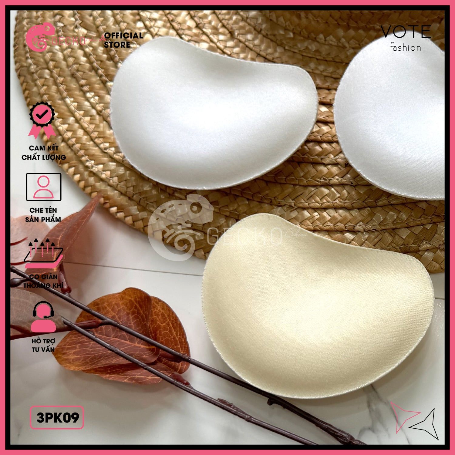  Bộ 2 Mút Đệm Hột Xoài Kèm Bikini Nâng Vòng 1 GECKO 3PK09 