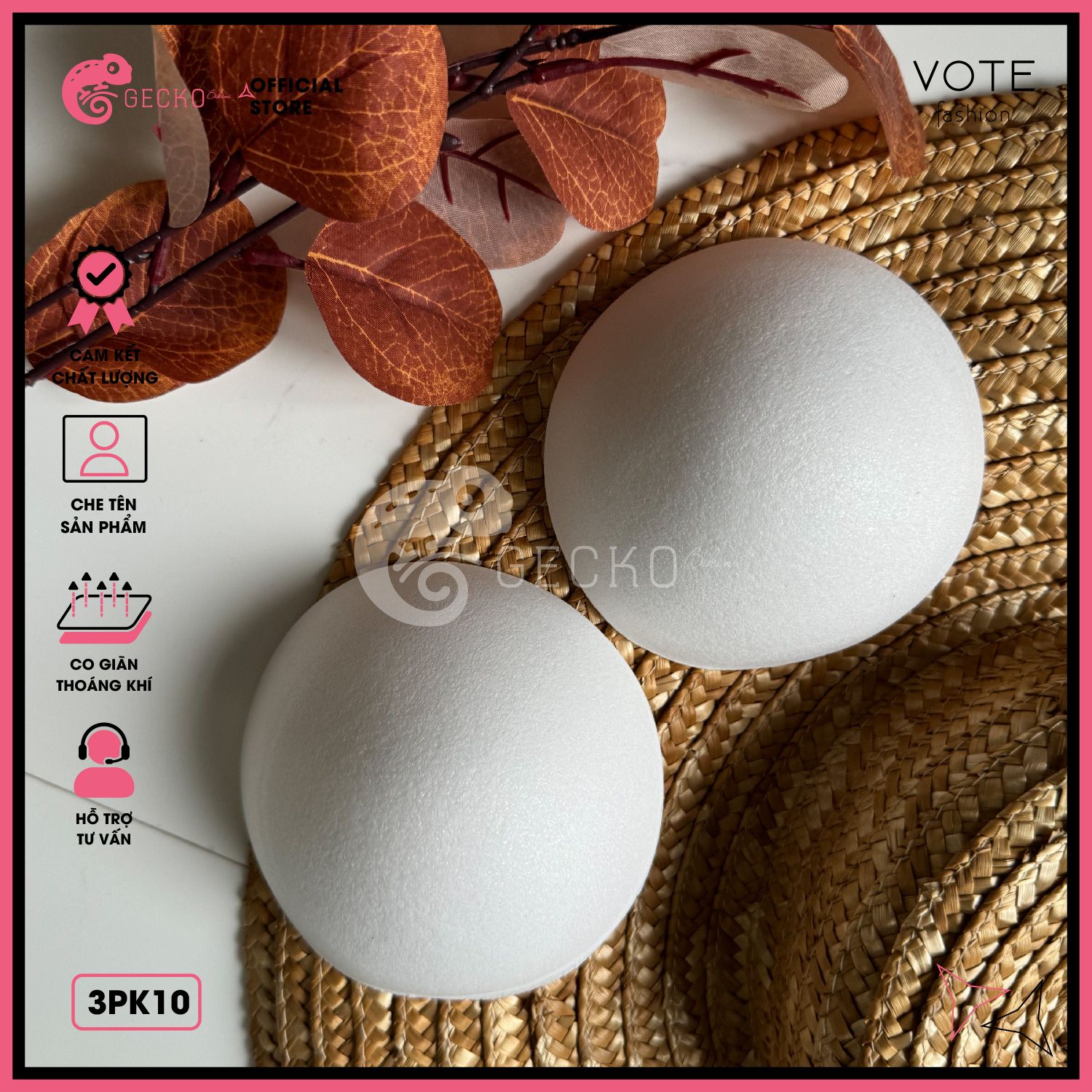  Bộ 2 Mút Đệm Bikini Tròn Áo Bra GECKO 3PK10 