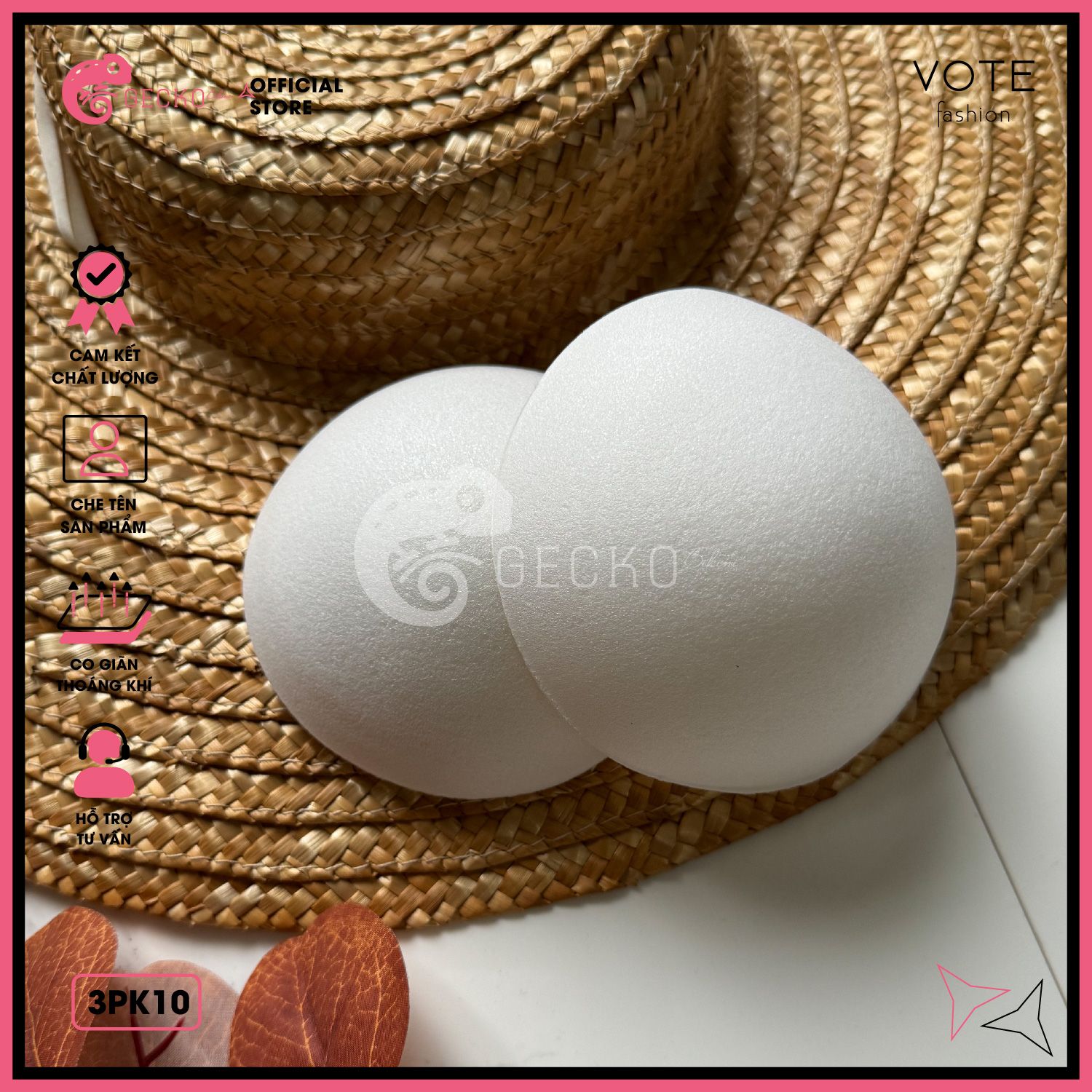  Bộ 2 Mút Đệm Bikini Tròn Áo Bra GECKO 3PK10 