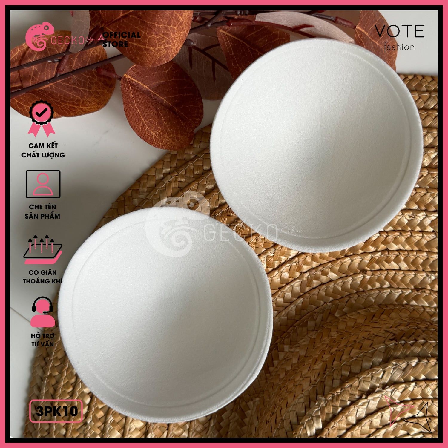  Bộ 2 Mút Đệm Bikini Tròn Áo Bra GECKO 3PK10 
