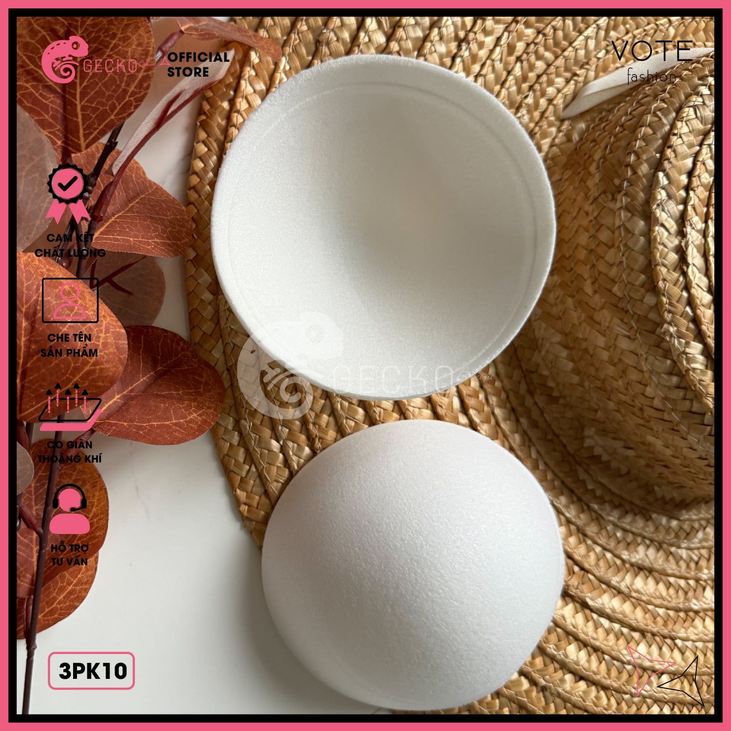  Bộ 2 Mút Đệm Bikini Tròn Áo Bra GECKO 3PK10 