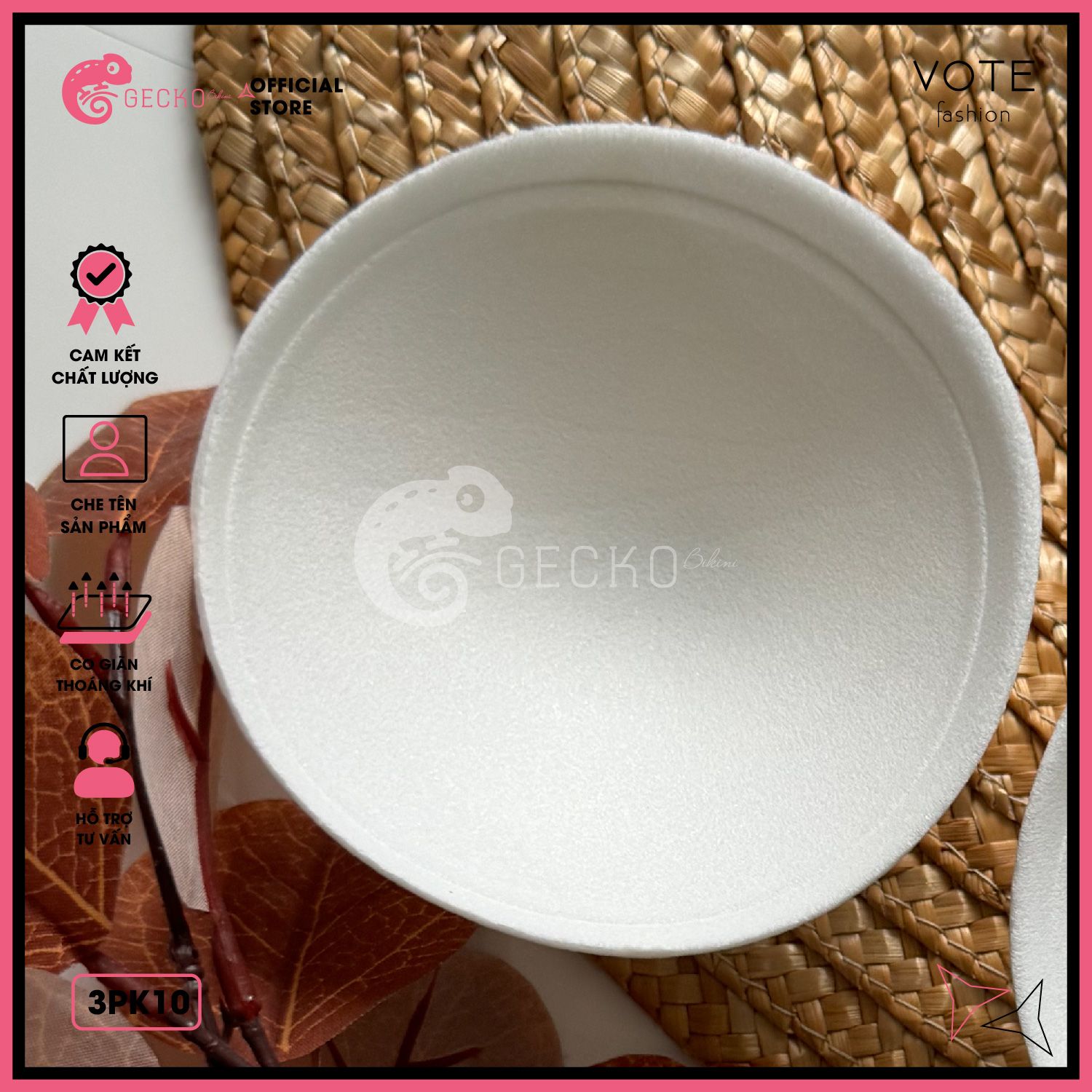  Bộ 2 Mút Đệm Bikini Tròn Áo Bra GECKO 3PK10 