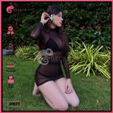  Áo Lưới Cổ Trụ Đi Biển Ôm Body Xuyên Thấu Mặc Kèm Bikini Dáng Ngắn GECKO 3PK11 