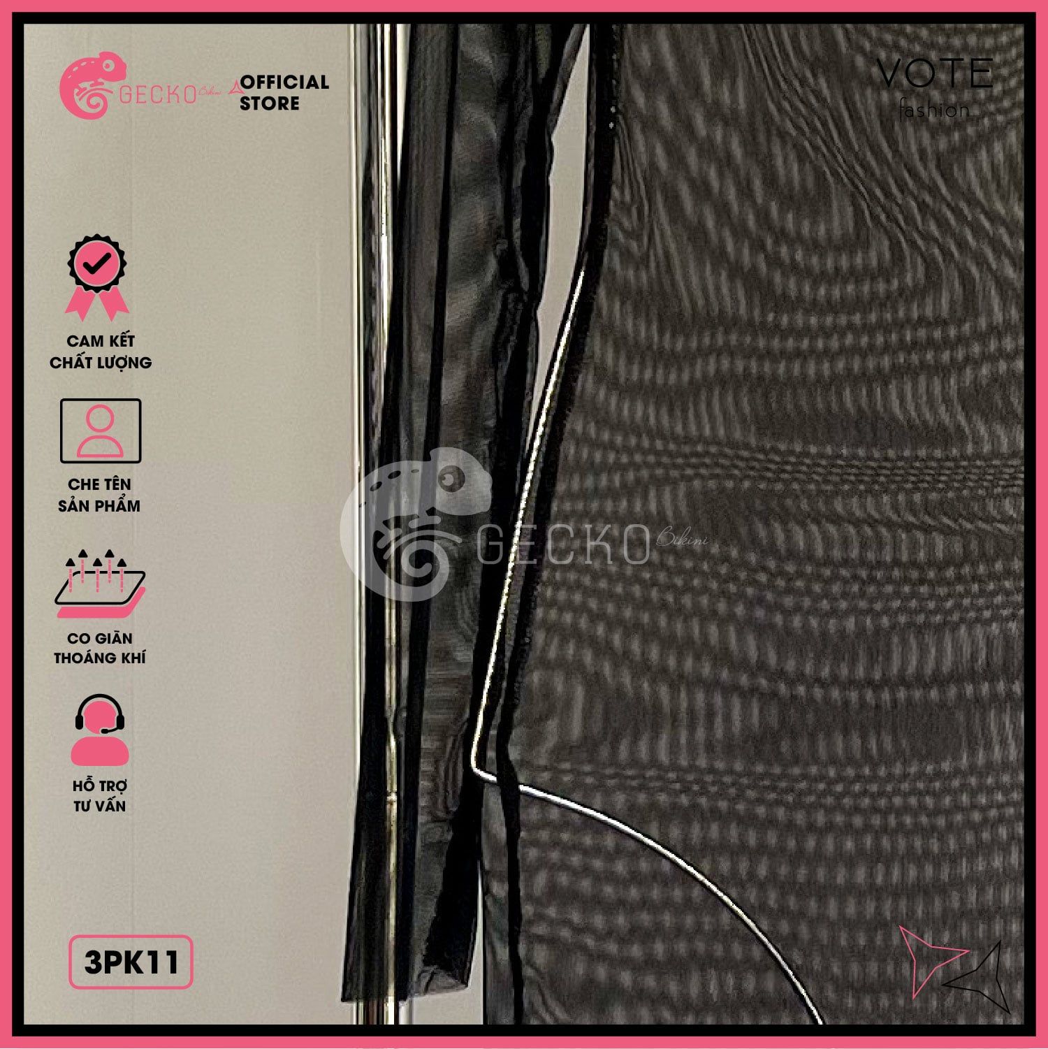  Áo Lưới Cổ Trụ Đi Biển Ôm Body Xuyên Thấu Mặc Kèm Bikini Dáng Ngắn GECKO 3PK11 