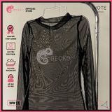  Áo Lưới Cổ Trụ Đi Biển Ôm Body Xuyên Thấu Mặc Kèm Bikini Dáng Ngắn GECKO 3PK11 