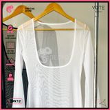  Áo Lưới Body Dáng Dài Mặc Kèm Bikini Tay Loe Xuyên Thấu GECKO 3PK12 