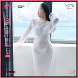  Áo Lưới Body Dáng Dài Mặc Kèm Bikini Tay Loe Xuyên Thấu GECKO 3PK12 
