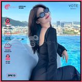  Áo Lưới Body Dáng Dài Mặc Kèm Bikini Tay Loe Xuyên Thấu GECKO 3PK12 