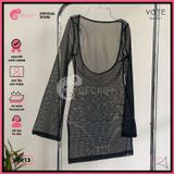  Áo Lưới Tay Loe Xuyên Thấu Mặc Kèm Bikini Ôm Body Dáng Ngắn GECKO 3PK13 