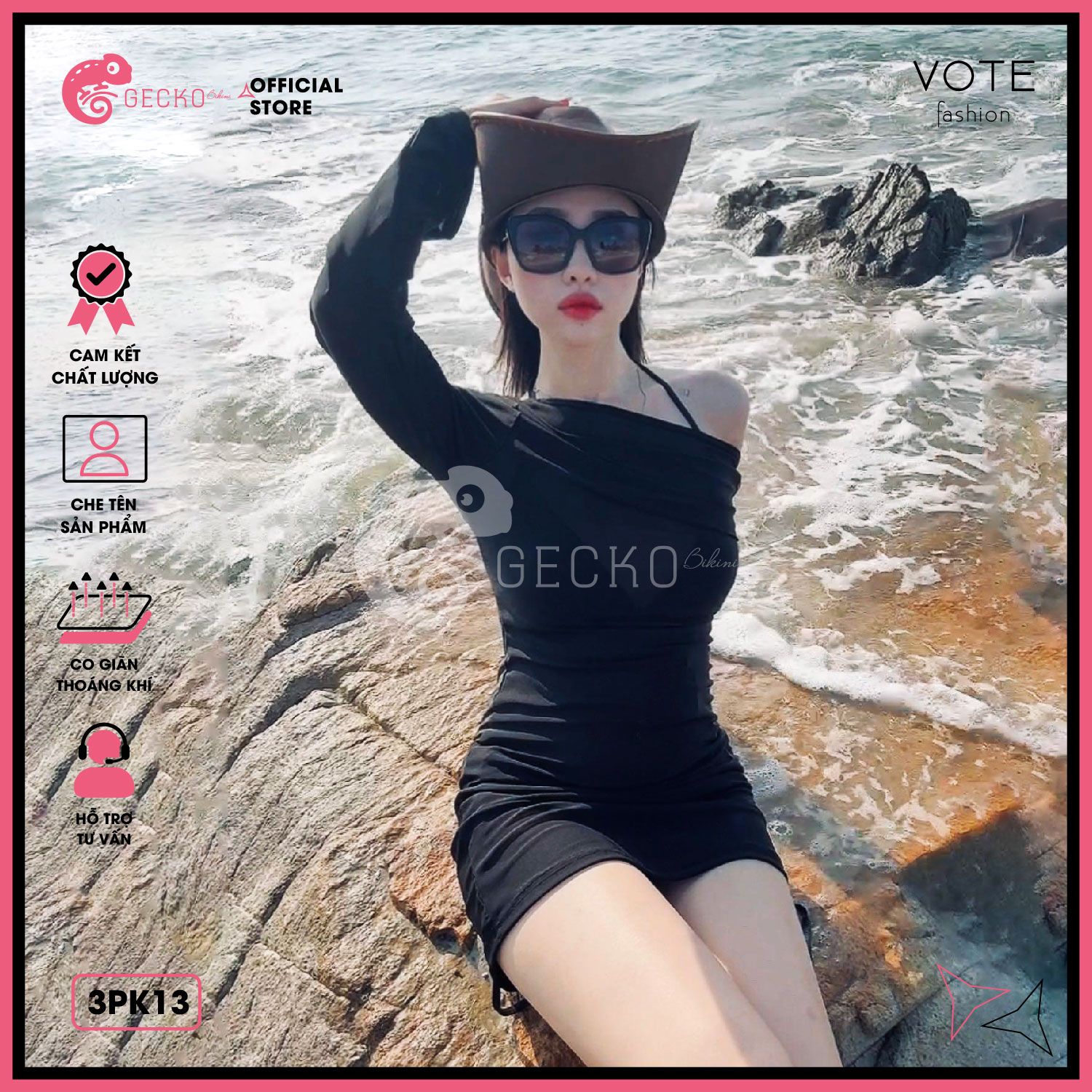  Áo Lưới Tay Loe Xuyên Thấu Mặc Kèm Bikini Ôm Body Dáng Ngắn GECKO 3PK13 