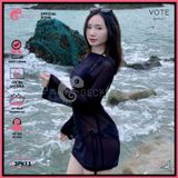  Áo Lưới Tay Loe Xuyên Thấu Mặc Kèm Bikini Ôm Body Dáng Ngắn GECKO 3PK13 