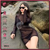  Áo Lưới Tay Loe Xuyên Thấu Mặc Kèm Bikini Ôm Body Dáng Ngắn GECKO 3PK13 