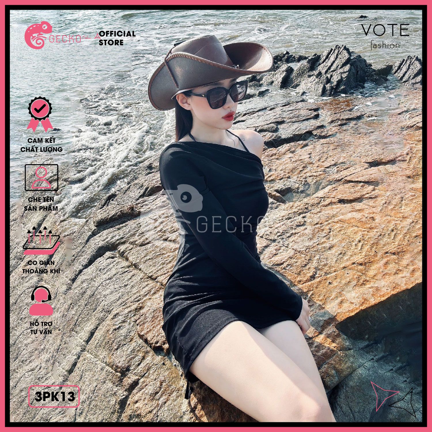  Áo Lưới Tay Loe Xuyên Thấu Mặc Kèm Bikini Ôm Body Dáng Ngắn GECKO 3PK13 