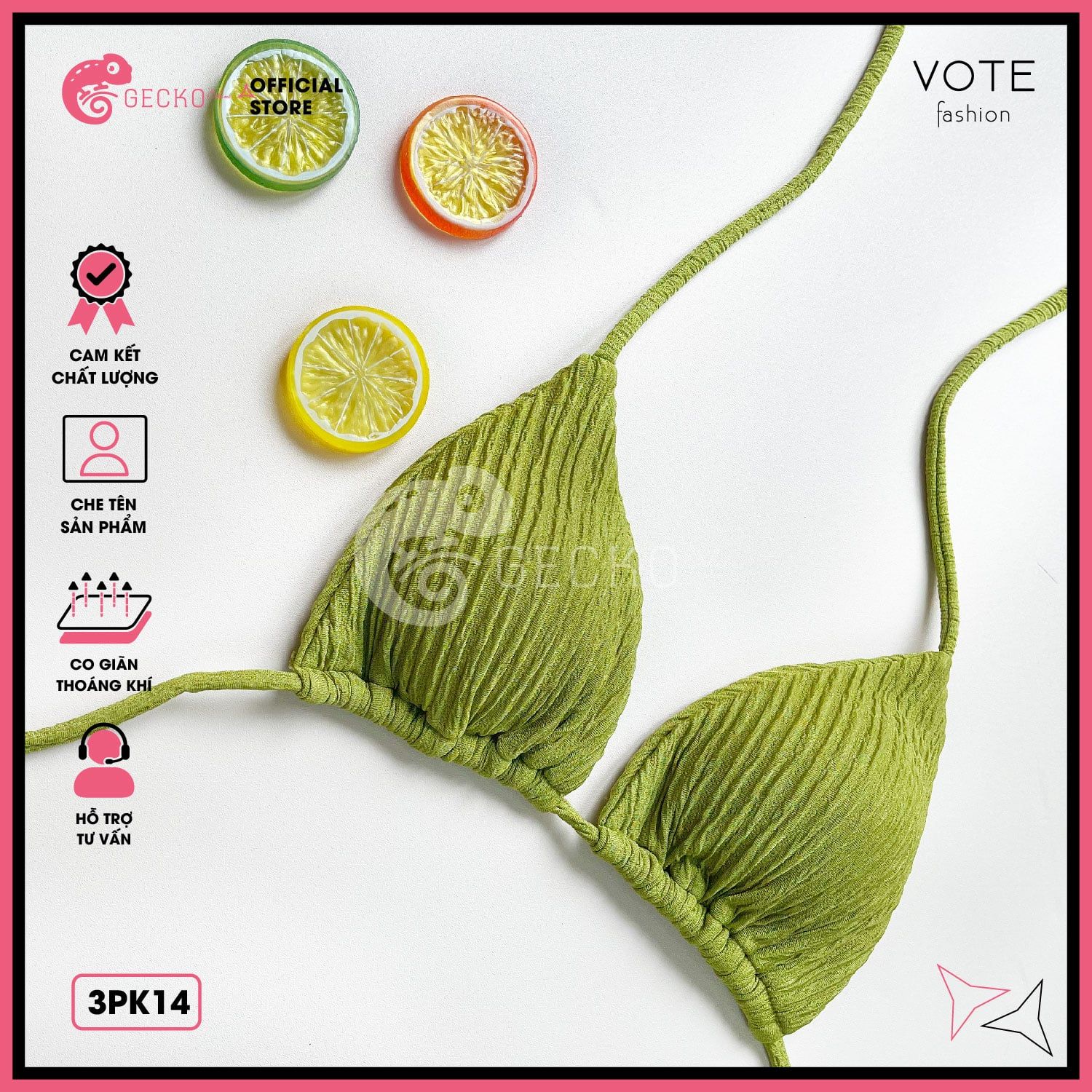  Áo Lẻ Bikini  Tam Giác Xốp Nhật GECKO 3PK14 