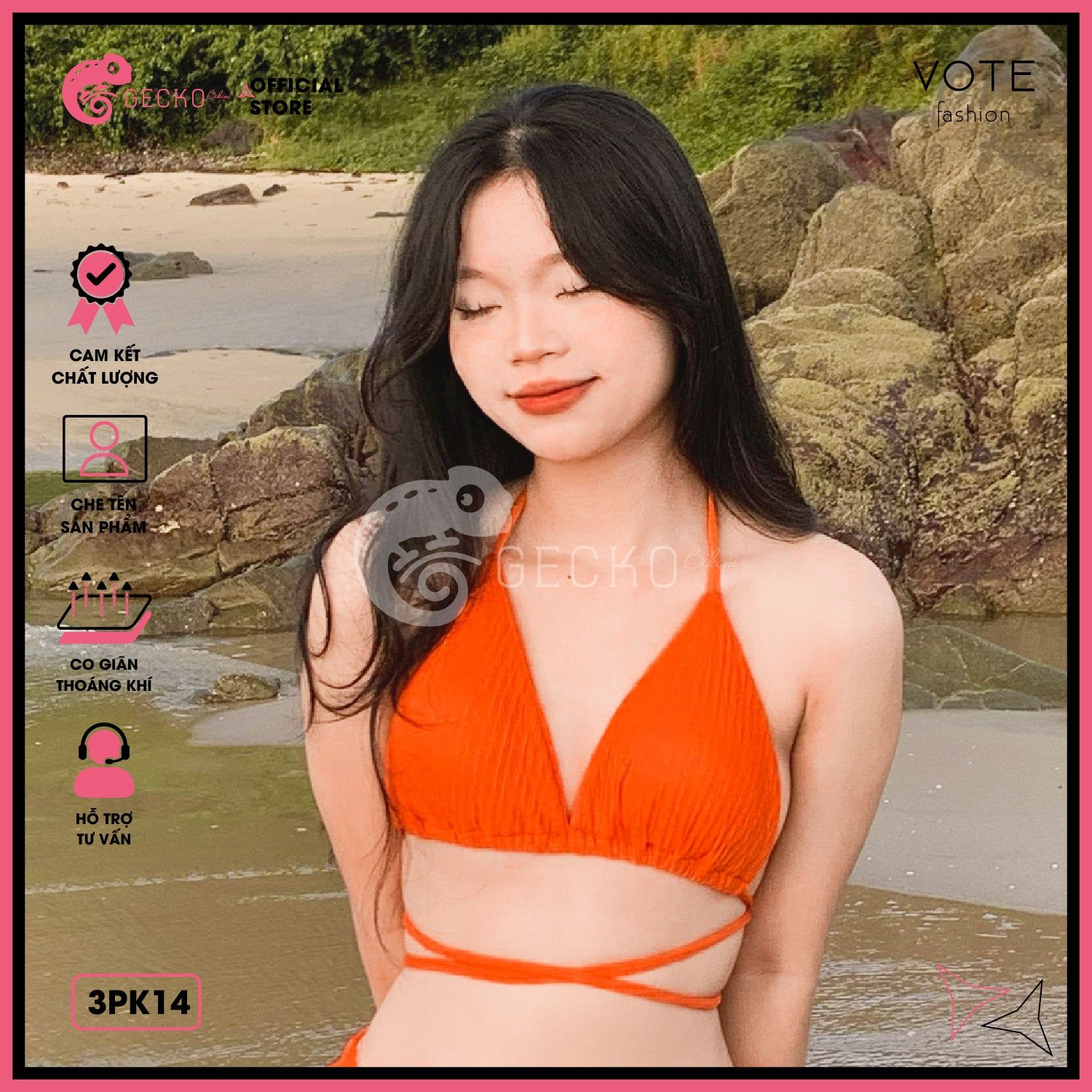  Áo Lẻ Bikini  Tam Giác Xốp Nhật GECKO 3PK14 