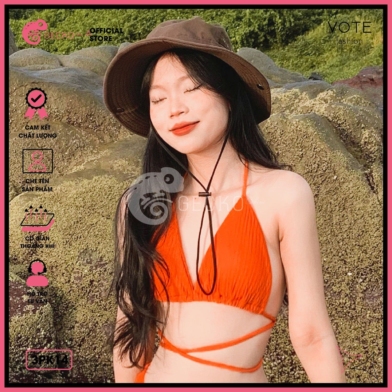  Áo Lẻ Bikini  Tam Giác Xốp Nhật GECKO 3PK14 