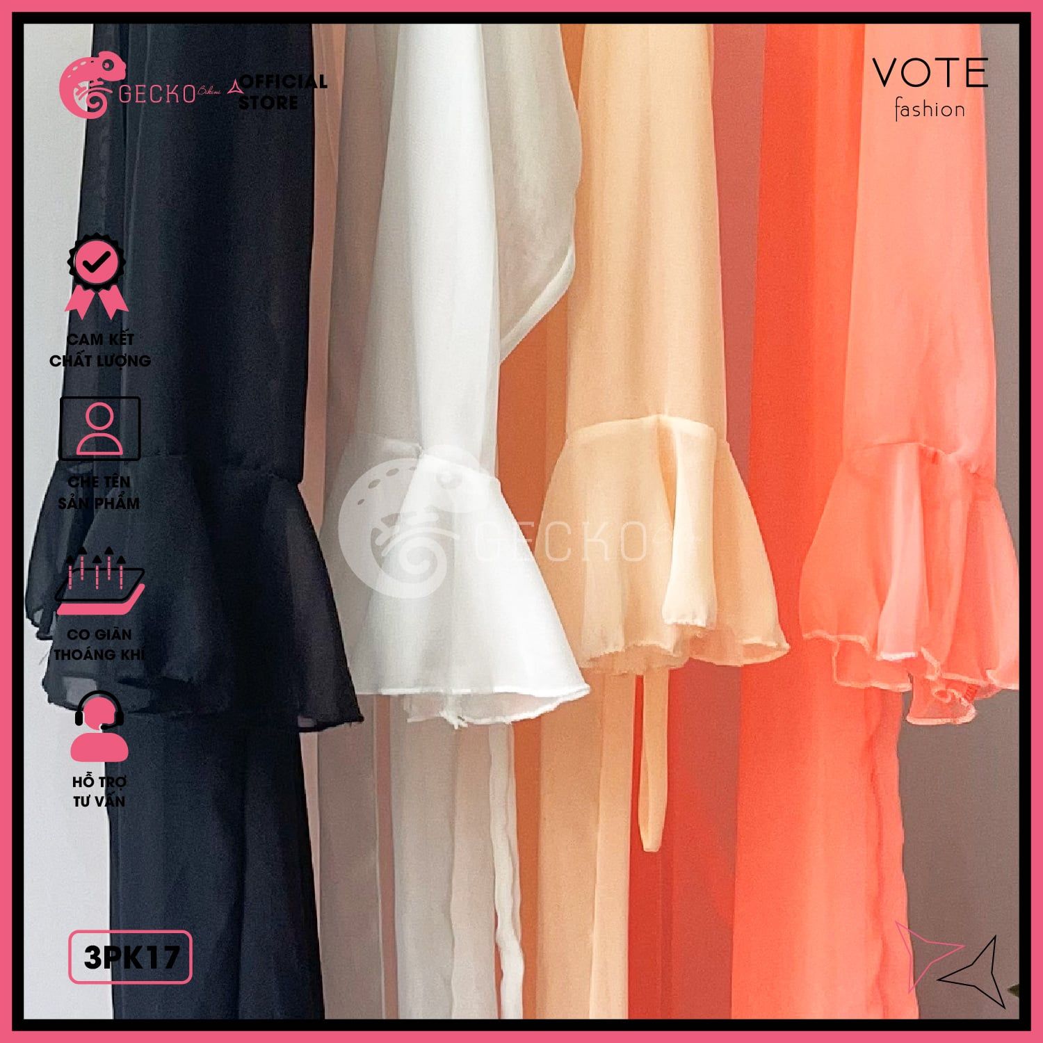  Áo Choàng Đi Biển Mặc Kèm Bikini Dạng Bèo Dáng Dài GECKO 3PK17 