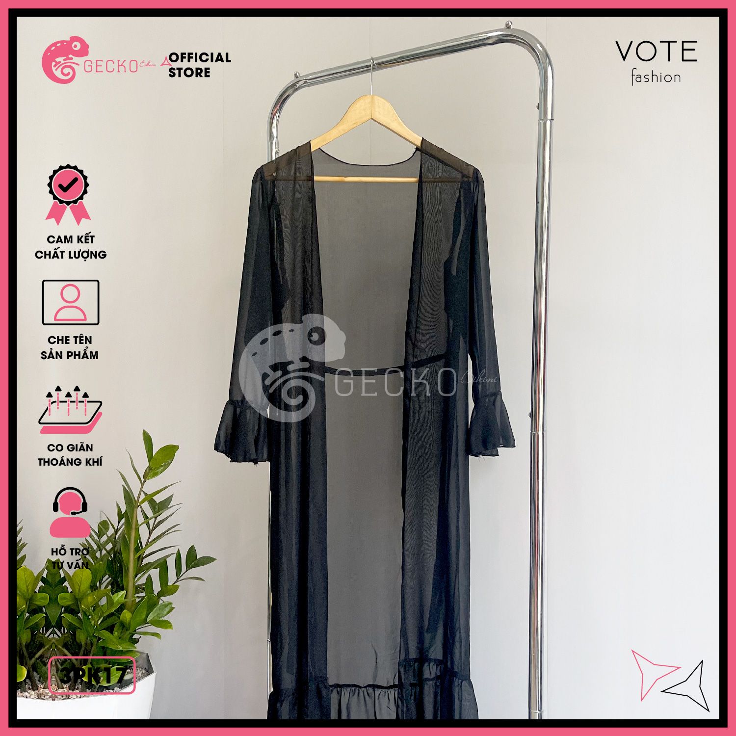  Áo Choàng Đi Biển Mặc Kèm Bikini Dạng Bèo Dáng Dài GECKO 3PK17 