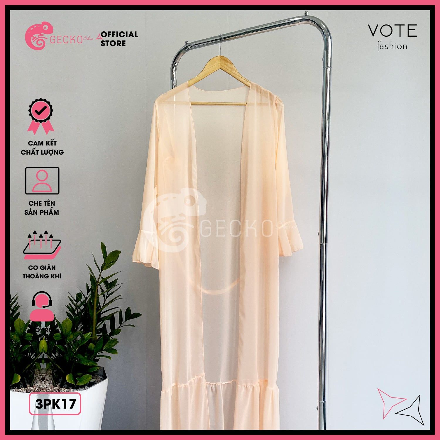  Áo Choàng Đi Biển Mặc Kèm Bikini Dạng Bèo Dáng Dài GECKO 3PK17 