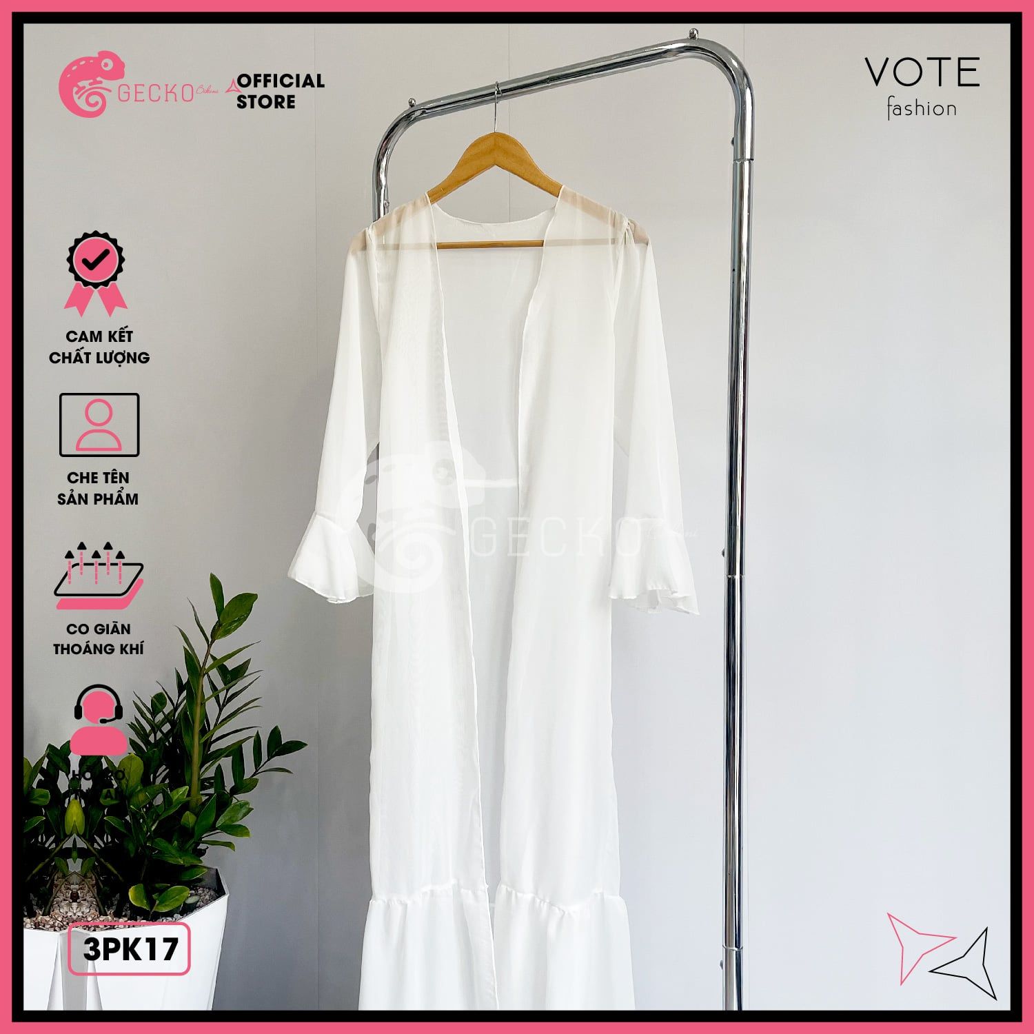  Áo Choàng Đi Biển Mặc Kèm Bikini Dạng Bèo Dáng Dài GECKO 3PK17 