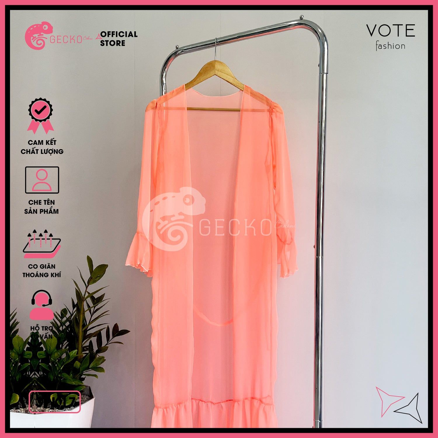  Áo Choàng Đi Biển Mặc Kèm Bikini Dạng Bèo Dáng Dài GECKO 3PK17 