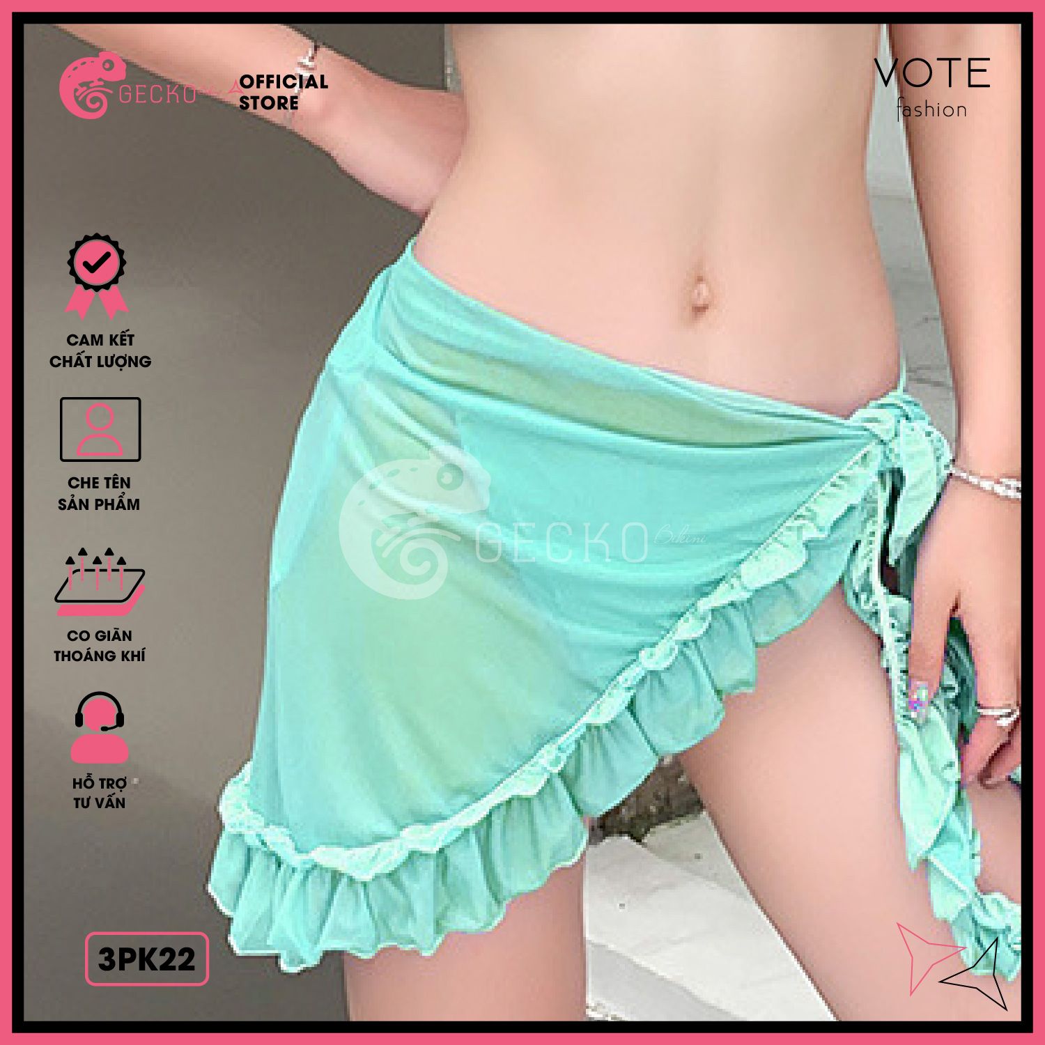  Khăn Voan Bèo Mặc Ngoài Bikini GECKO 3PK22 