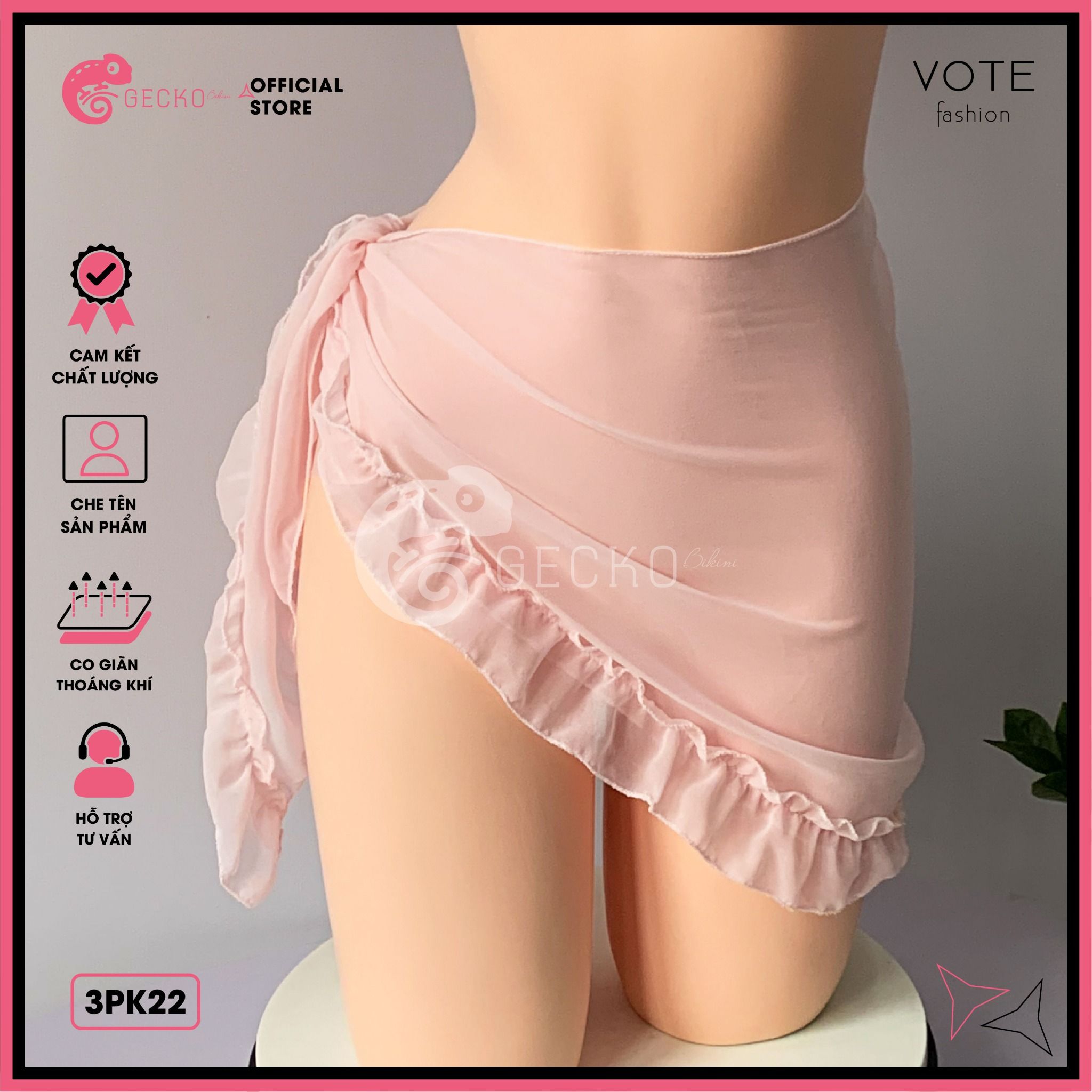  Khăn Voan Bèo Mặc Ngoài Bikini GECKO 3PK22 