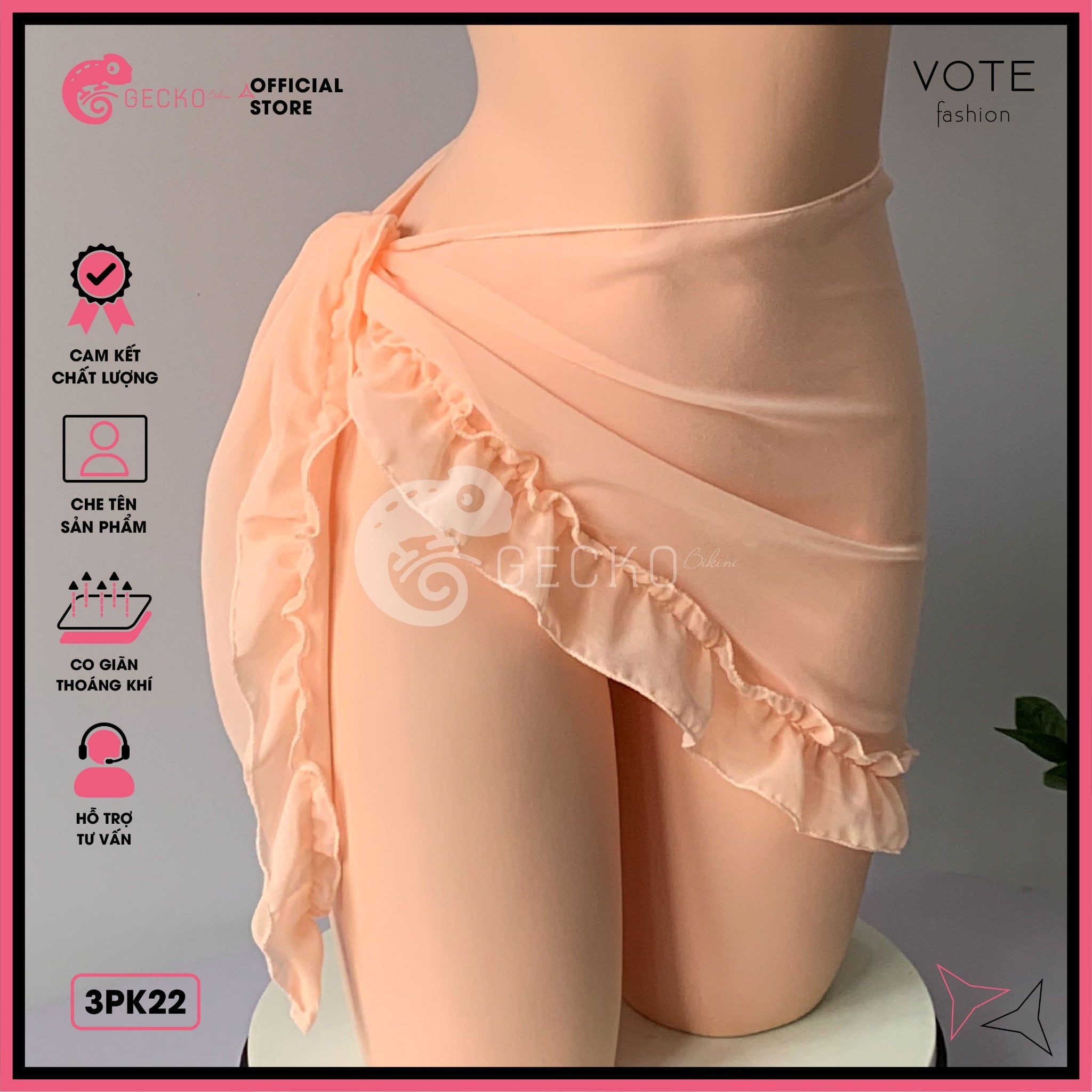  Khăn Voan Bèo Mặc Ngoài Bikini GECKO 3PK22 