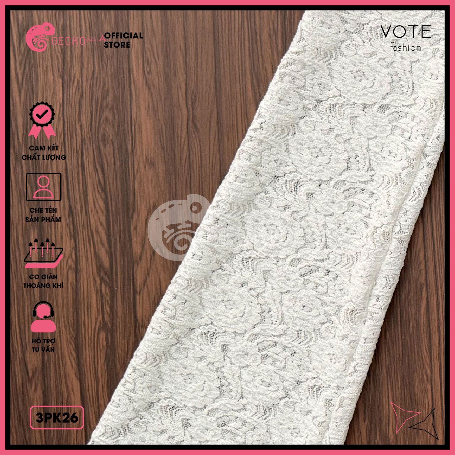  Áo Lưới Ren Cover Xuyên Thấu GECKO 3PK26 