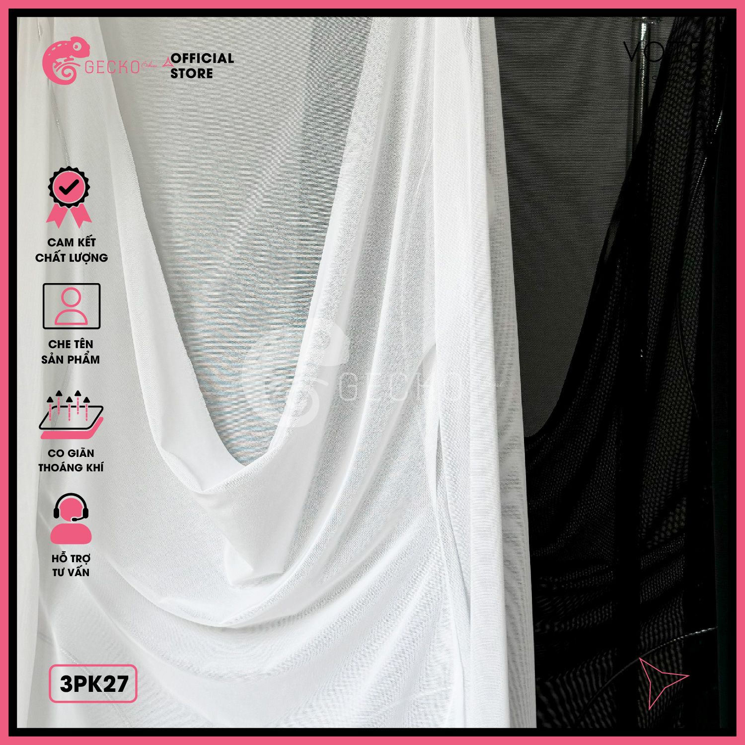  Áo Lưới Cổ Đổ Xuyên Thấu Dáng Ngắn Mặc Ngoài Bikini GECKO 3PK27 