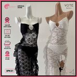  Áo Lưới Ren Bèo Hoạ Tiết Hoa Dáng Dài 2 Dây Mặc Kèm Bikini GECKO 3PK31 