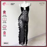  Áo Lưới Ren Bèo Hoạ Tiết Hoa Dáng Dài 2 Dây Mặc Kèm Bikini GECKO 3PK31 