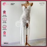  Áo Lưới Ren Bèo Hoạ Tiết Hoa Dáng Dài 2 Dây Mặc Kèm Bikini GECKO 3PK31 