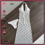  Đầm Ren Dáng Dài Hở Lưng Phối Chân Ren Mặc Cùng Bikini GECKO 3PK33 