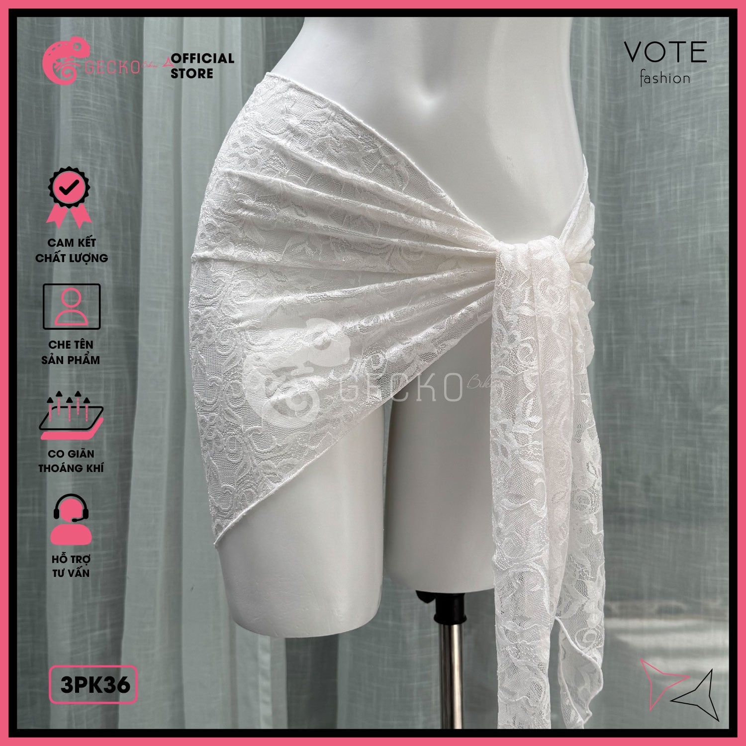  Khăn Ren Hoa Mix Cùng Bikini Xinh Xắn GECKO 3PK36 