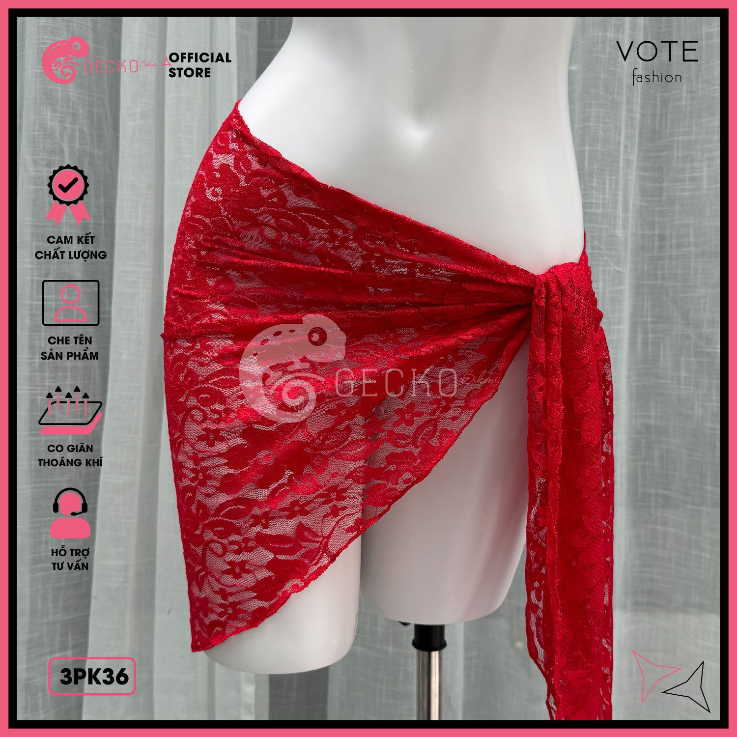  Khăn Ren Hoa Mix Cùng Bikini Xinh Xắn GECKO 3PK36 