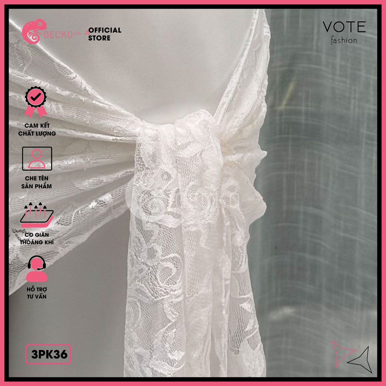  Khăn Ren Hoa Mix Cùng Bikini Xinh Xắn GECKO 3PK36 