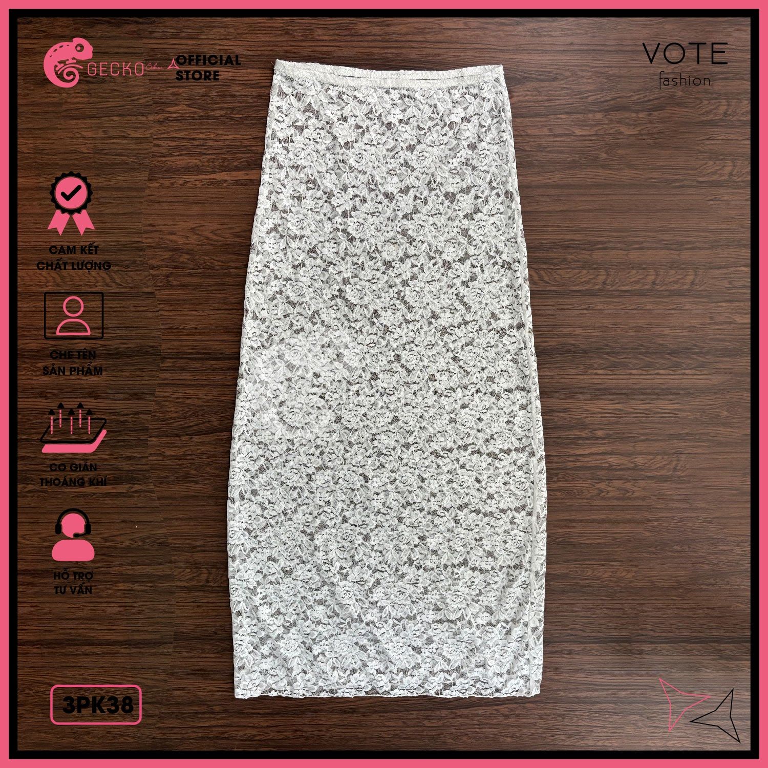  Chân Váy Ren Hoa Dáng Dài Mặc Kèm Bikini GECKO 3PK38 