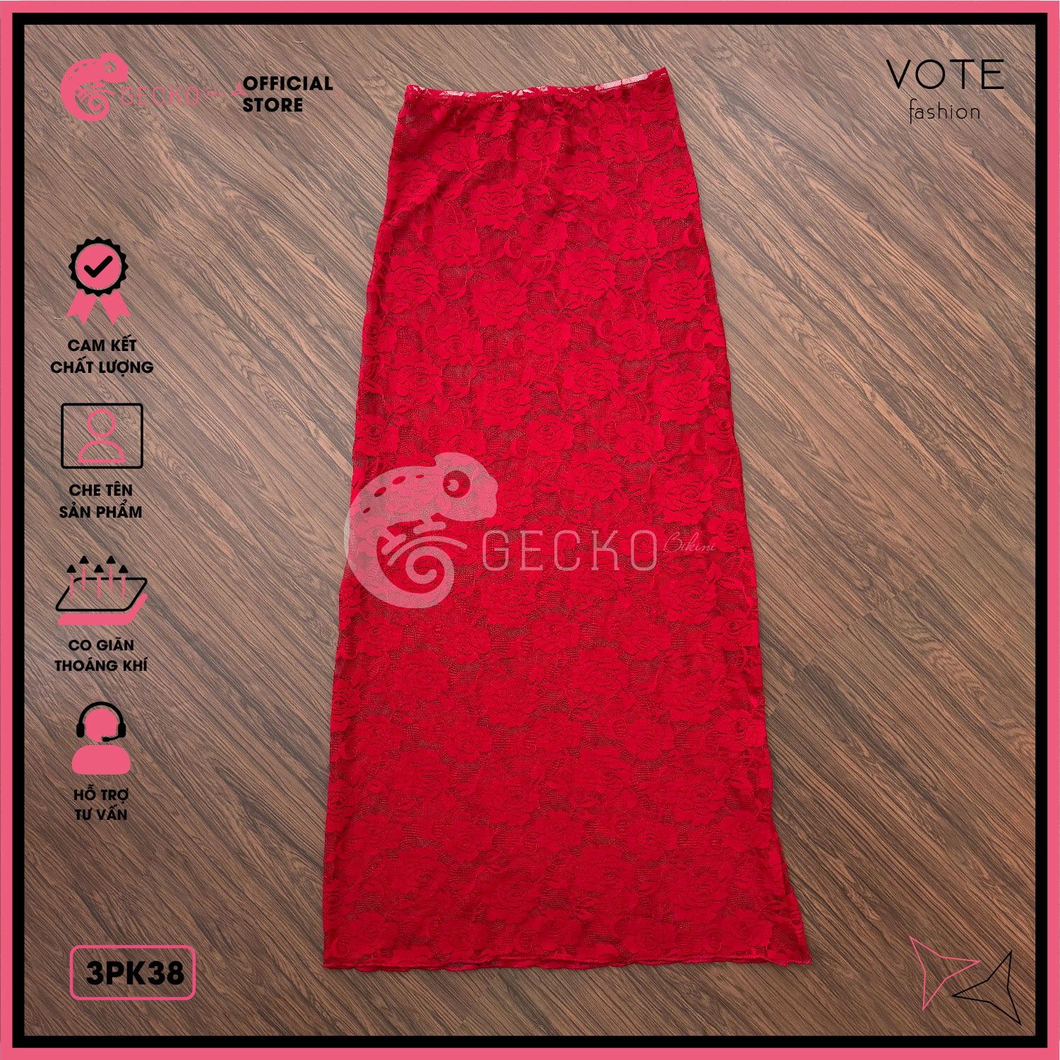  Chân Váy Ren Hoa Dáng Dài Mặc Kèm Bikini GECKO 3PK38 