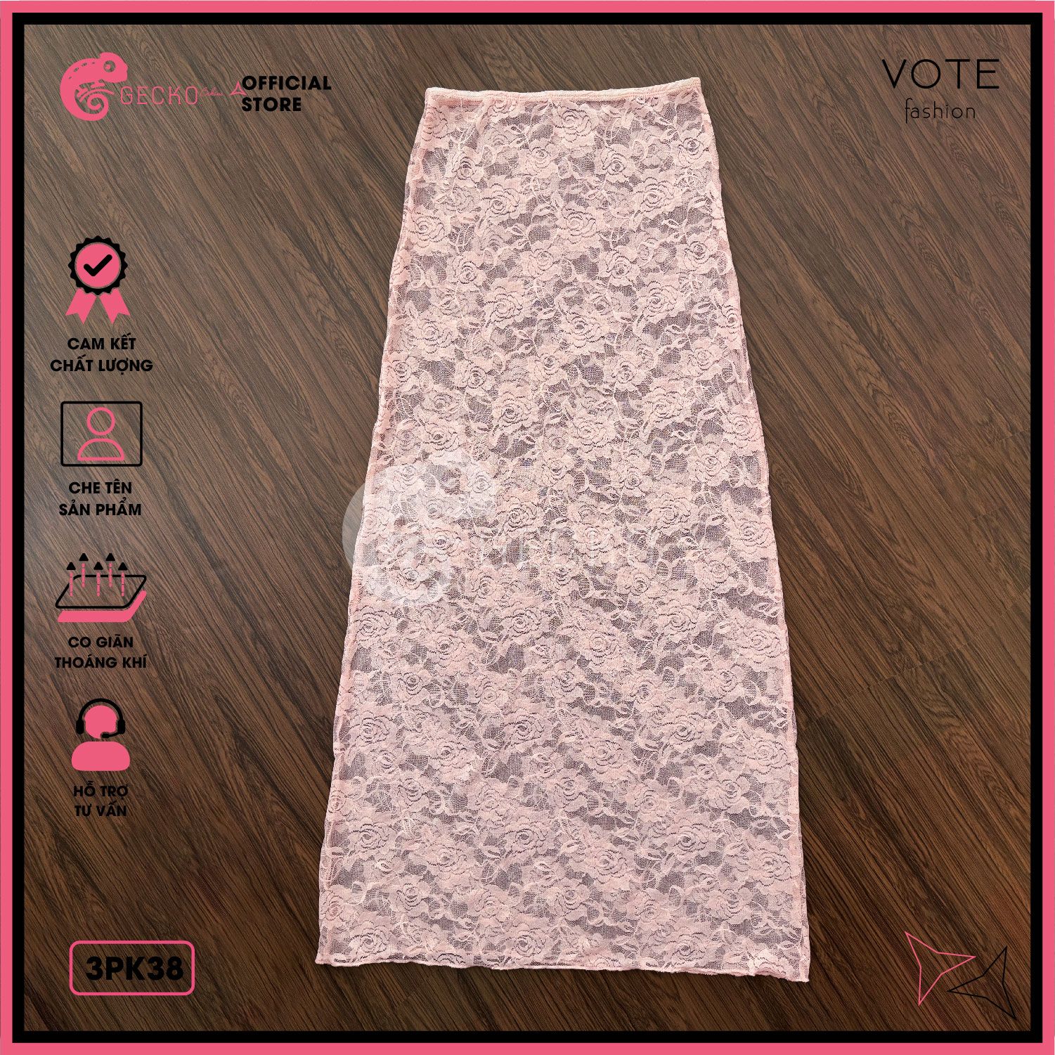  Chân Váy Ren Hoa Dáng Dài Mặc Kèm Bikini GECKO 3PK38 