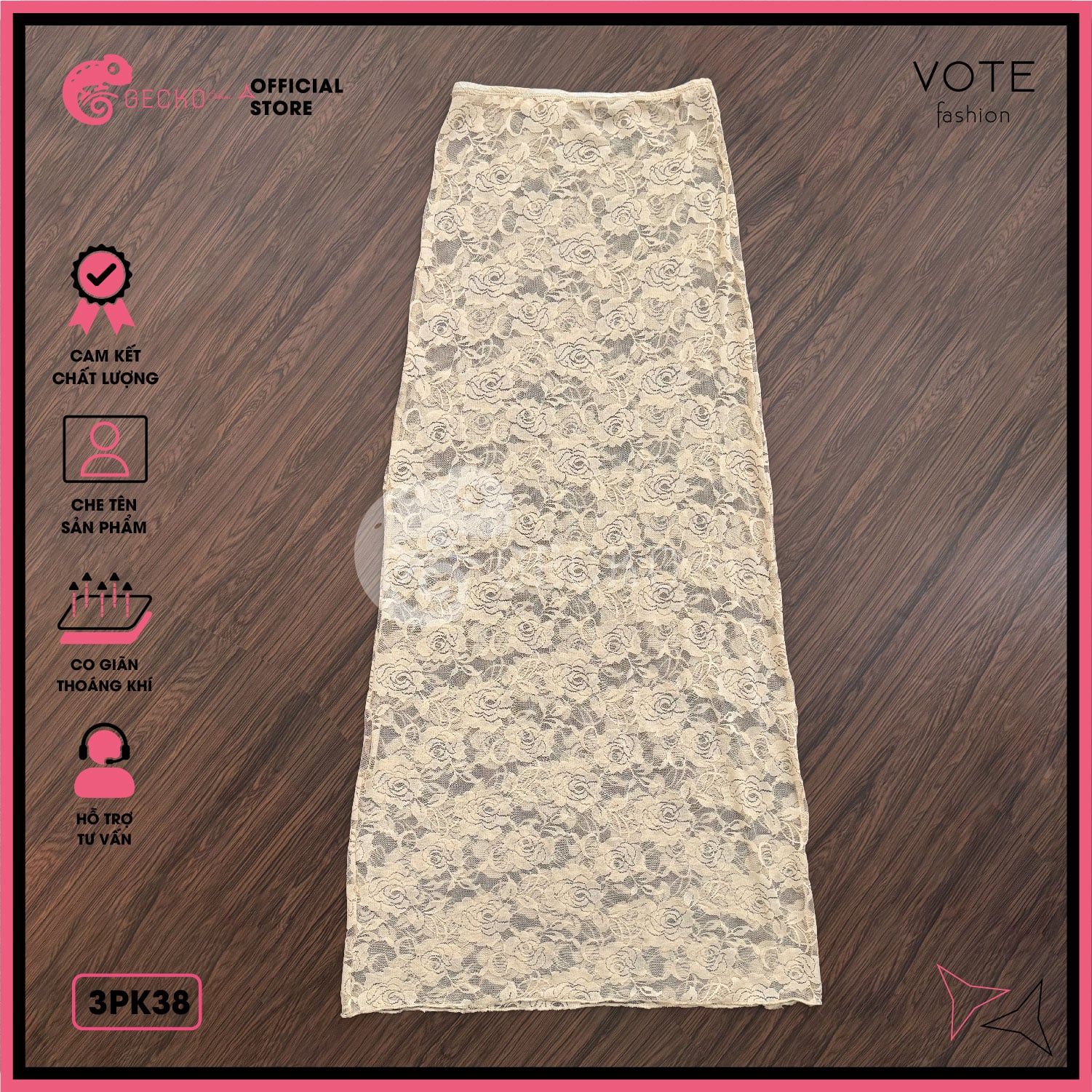  Chân Váy Ren Hoa Dáng Dài Mặc Kèm Bikini GECKO 3PK38 